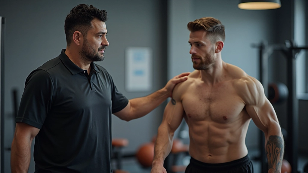 مدرب لياقة بدنية متخصص في كرة السلة يراقب لاعب يؤدي تمارين القوة